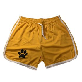 Men Gym Fitness Shorts Bodybuilding sports Jogging shorts Male 2022 Summer Cool Breathable Mesh casual men Shorts Sweatpants (Color: Yellow white, size: XL)