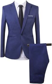 Mens Printed Casual Two Piece Sets Jackets One Button Slim Fit Shawl Collar Long Sleeve Blazers Trousers (Specification: BLUE3-S)