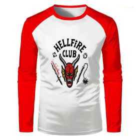 Stranger Things 4 Hellfire Club Logo Raglan Baseball Tee (Color: red/white, size: L)