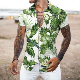 2022 Men's Shirt 3D Digital Print European Street Hip Hop Leaf Print Shirt (Color: As shown, size: L)