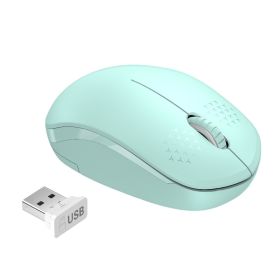 Wireless Mouse, Noiseless Mouse with USB Receiver Portable Computer Mice (Color: Green)