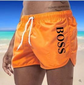 New Boss Casual Fashion Men's Beach Shorts Swim Shorts (Color: Orange, size: S)