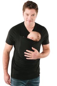 Men's Kangaroo Dad T-shirts Baby Carrier T-shirt (Color: Black, size: L)