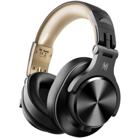 A70 Bluetooth 5.2 Headphones Stereo Over Ear Wireless Headset Professional Recording Studio Monitor DJ Headphones (Color: Black Gold, Ships From: China)