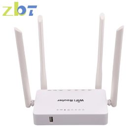 Wireless WiFi Router For USB 4G Modem With 4 External Antennas 300Mbps 4-LAN USB2.0 Omni II Access Point WE1626 (Color: 9V 0.6A, Bundle: US Plug)