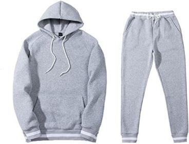 Mens 2 Piece Tracksuit Running Jogging Hoodie Pants Sets Loose Hooded Plus Velvet and Thick Sport Suit (Color: light grey, size: L)