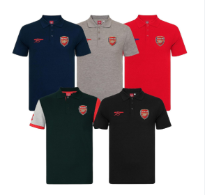 Arsenal FC Mens Polo Shirt Crest OFFICIAL Football Gift (Color: Black, size: 3XL)