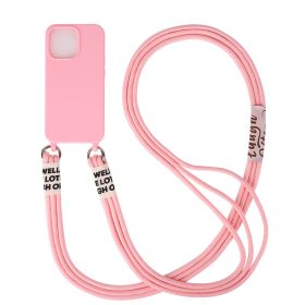 Mobile Phone Lanyard Case for iPhone 14 15, Necklace Case with Nylon Shoulder Strap (Color: Pink, size: IP 14 PLUS)