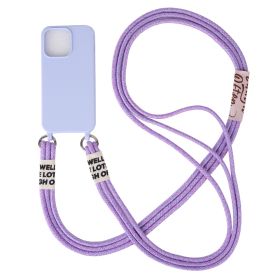 Mobile Phone Lanyard Case for iPhone 14 15, Necklace Case with Nylon Shoulder Strap (Color: PURPLE, size: IP 14 PLUS)