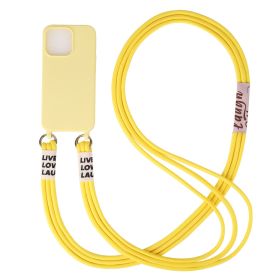 Mobile Phone Lanyard Case for iPhone 14 15, Necklace Case with Nylon Shoulder Strap (Color: yellow, size: IP 15 PRO MAX)