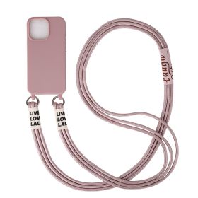 Mobile Phone Lanyard Case for iPhone 14 15, Necklace Case with Nylon Shoulder Strap (Color: DARK PINK, size: IP 14)