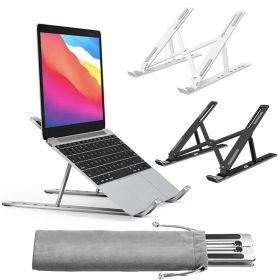 Adjustable Laptop Stand Folding Portable Tablet Desktop Holder Office Support (Color: Black)