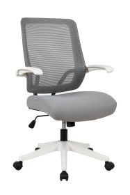 Ergonomic Mid-back Office Chair with Flip-up Armrest,360° Silent Wheels, Computer Chair, Makeup Chair, Foldable chair (Color: White)