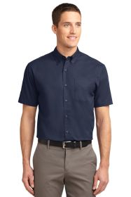 Port Authority Tall Short Sleeve Easy Care Shirt TLS508 (Color: Navy/ Light Stone, size: XLT)