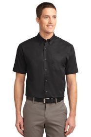 Port Authority Tall Short Sleeve Easy Care Shirt TLS508 (Color: Black/ Light Stone, size: XLT)