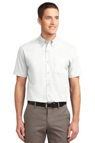 Port Authority Tall Short Sleeve Easy Care Shirt TLS508 (Color: White/ Light Stone, size: 3XLT)