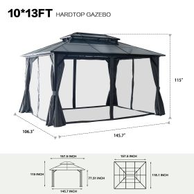 Double Roof Sunshade Gazebos (Powder Coated)-kk outdoor (size: 10x13FT)