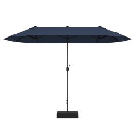 13 Feet Double-Sided Patio Twin Table Umbrella with Crank Handle (Color: Navy)