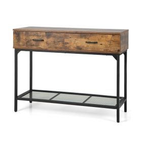 Console Table for Entryway with Storage Drawers for Living Room (Color: Rustic Brown, Type: Side Table)