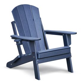 Folding Adirondack Chair Weather Resistant, Outdoor HDPE Lawn Chair (Color: Blue)