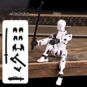 3D Printed Multi-Jointed Action Figures , Full Body Mechanical Movable Toy, Multiple Accessories, Hand Painted Figure, Desk Decoration, Creative Gifts (Color: White)