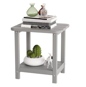 18"x15" Side Table Patio Adirondack Small End Table All Weather HDPE Water Resistant 2 Tier Rectangular Outside Table for Pool, Garden, Beach Gray (Color: Gray)