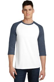 District Very Important Tee 3/4-Sleeve Raglan DT6210 (Color: Heathered Navy/ White, size: 2XL)