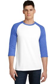 District Very Important Tee 3/4-Sleeve Raglan DT6210 (Color: Royal Frost/ White, size: S)