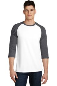 District Very Important Tee 3/4-Sleeve Raglan DT6210 (Color: Heathered Charcoal/ White, size: XS)