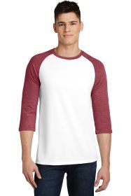 District Very Important Tee 3/4-Sleeve Raglan DT6210 (Color: Heathered Red/ White, size: 2XL)