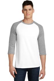 District Very Important Tee 3/4-Sleeve Raglan DT6210 (Color: Light Heather Grey/ White, size: XS)