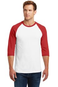 Gildan Heavy Cotton 3/4-Sleeve Raglan T-Shirt 5700 (Color: White/ Red, size: 2XL)