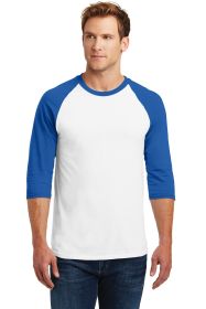 Gildan Heavy Cotton 3/4-Sleeve Raglan T-Shirt 5700 (Color: White/ Royal, size: M)