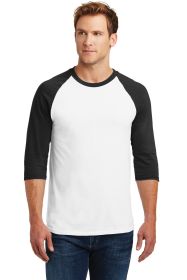 Gildan Heavy Cotton 3/4-Sleeve Raglan T-Shirt 5700 (Color: White/ Black, size: M)