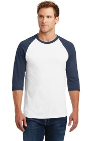 Gildan Heavy Cotton 3/4-Sleeve Raglan T-Shirt 5700 (Color: White/ Navy, size: 3XL)